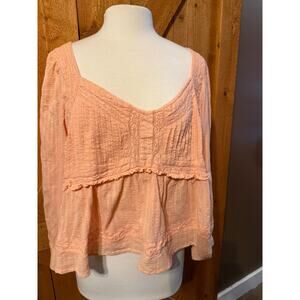 NWOT American Eagle  XL Peach Top Spring Summer Peplum Flowy Blouse